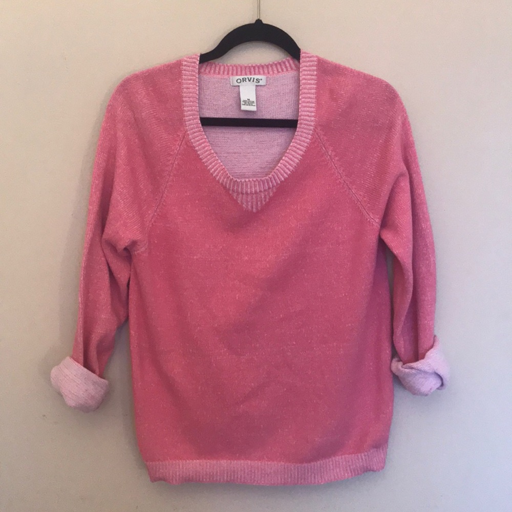 💖Orvis 100% Cotton Pink Crew Neck Sweater, M